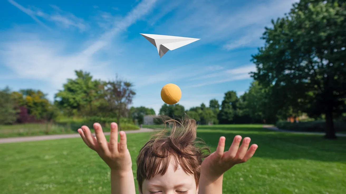 A paper airplane flying through the air demonstrating forces and air resistance
