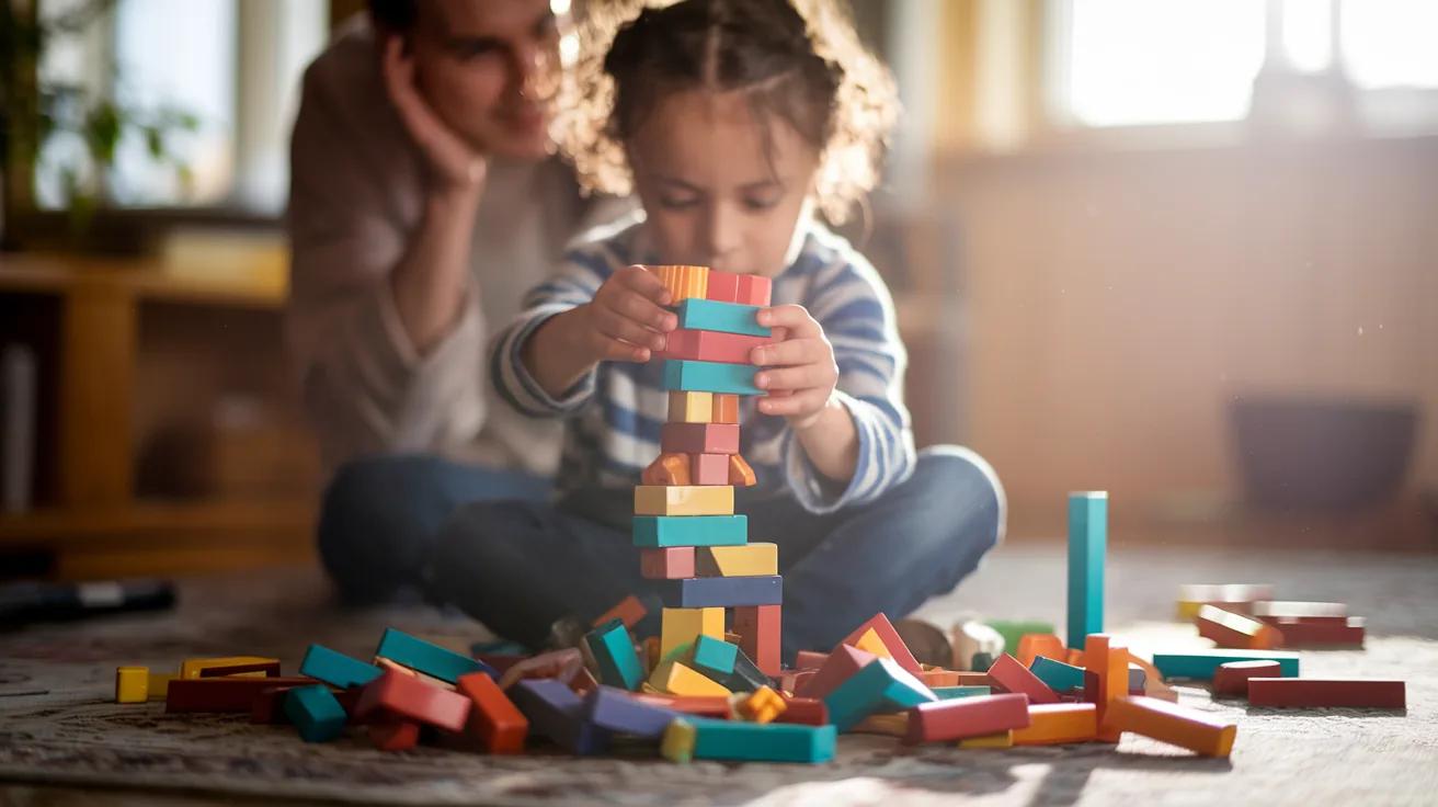 A child conducting a simple science experiment at home with a parent watching encouragingly