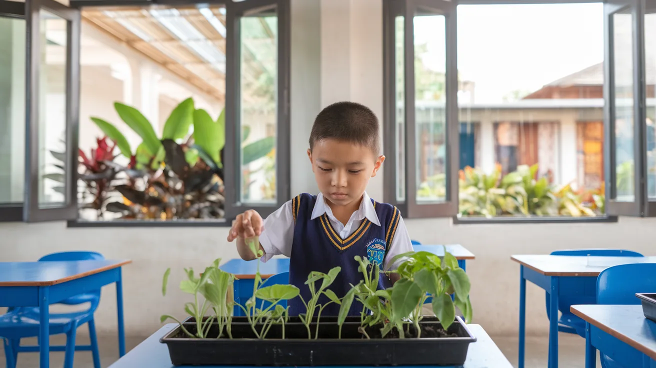 International school students in Indonesia conducting a science experiment